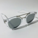 mens and womens clear silver and black round sunglasses with crossbar