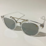 mens and womens clear silver and black round sunglasses with crossbar