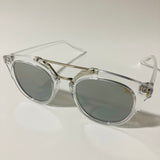 mens and womens clear silver and black round sunglasses with crossbar