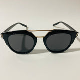 mens and womens black and gold round sunglasses with crossbar