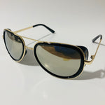 mens black silver and gold mirrored aviator sunglasses with side shield