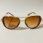 mens brown and gold aviator sunglasses with side shield