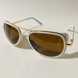 mens white brown and gold aviator sunglasses with side shield
