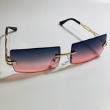 mens and womens pink black and gold rimless square sunglasses