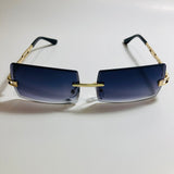 mens and womens black and gold rimless square sunglasses