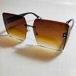 womens brown rimless oversize square sunglasses