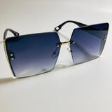 womens black and gold rimless oversize square sunglasses