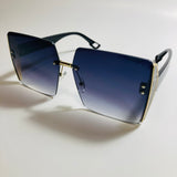 womens black and gold rimless oversize square sunglasses
