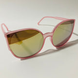 womans pink and green mirrored cat eye sunglasses