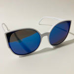 womans white and blue mirrored cat eye sunglasses