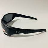 mens black polarized mirrored wrap around sunglasses