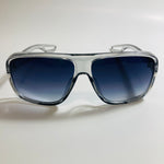 mens and womens clear gray square sunglasses with black lenses
