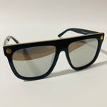 womens black silver and gold mirrored square sunglasses