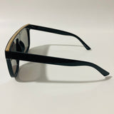 womens black silver and gold mirrored square sunglasses