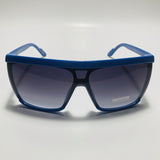 mens and womens blue and black shield sunglasses