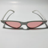 womens white and pink skinny cat eye sunglasses