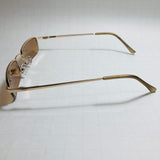 mens and womens brown and gold small square sunglasses