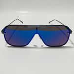 mens and womens black and blue mirrored aviator sunglasses