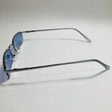 mens and womens silver and blue small square sunglasses