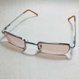 mens and womens silver and pink small square sunglasses