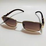 mens and womens gold square sunglasses with brown lenses