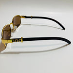 mens and womens gold square sunglasses with brown lenses