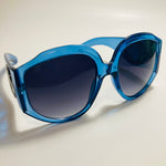 womens blue and black oversize round sunglasses