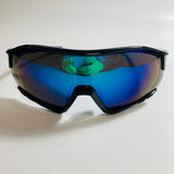 mens oversize shield sunglasses with blue mirror lenses