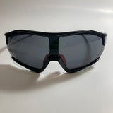 mens black oversize shield sunglasses with black lenses