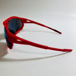 mens red oversize shield sunglasses with yellow mirror lenses