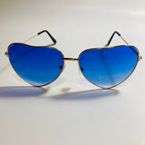 womens gold and blue heart shape sunglasses