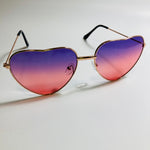 womens gold purple and pink heart shape sunglasses