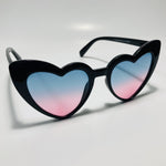 womens pink blue and black heart shape sunglasses