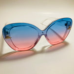 womens pink and blue oversize cat eye sunglasses