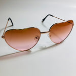 womens gold brown and pink heart shape sunglasses