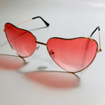 womens gold pink and red heart shape sunglasses