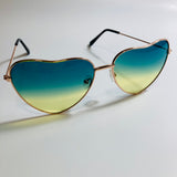 womens gold green and yellow heart shape sunglasses
