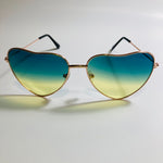 womens gold green and yellow heart shape sunglasses