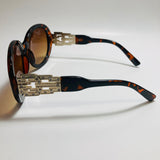 womens brown round oversize sunglasses with rhinestones