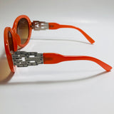 womens brown and orange round oversize sunglasses with rhinestones