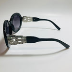 womens black round oversize sunglasses with rhinestones