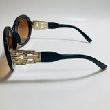 womens brown and black round oversize sunglasses with rhinestones