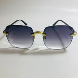 womens rimless gold square oversize sunglasses with black lenses