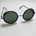 mens and womens black and green round side shield sunglasses