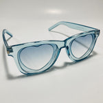 blue womens heart shape sunglasses with clear frame