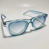 blue womens heart shape sunglasses with clear frame