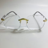 womens rimless gold square oversize sunglasses with clear lenses