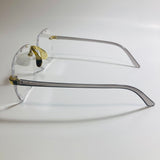 womens rimless gold square oversize sunglasses with clear lenses