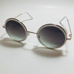 mens and womens white gold and black round side shield sunglasses