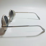 mens and womens white gold and black round side shield sunglasses